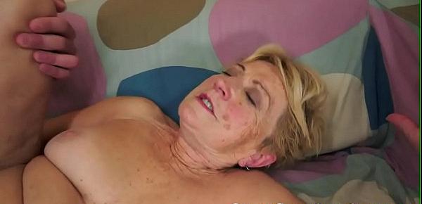  Chubby grandma banged after slow foreplay